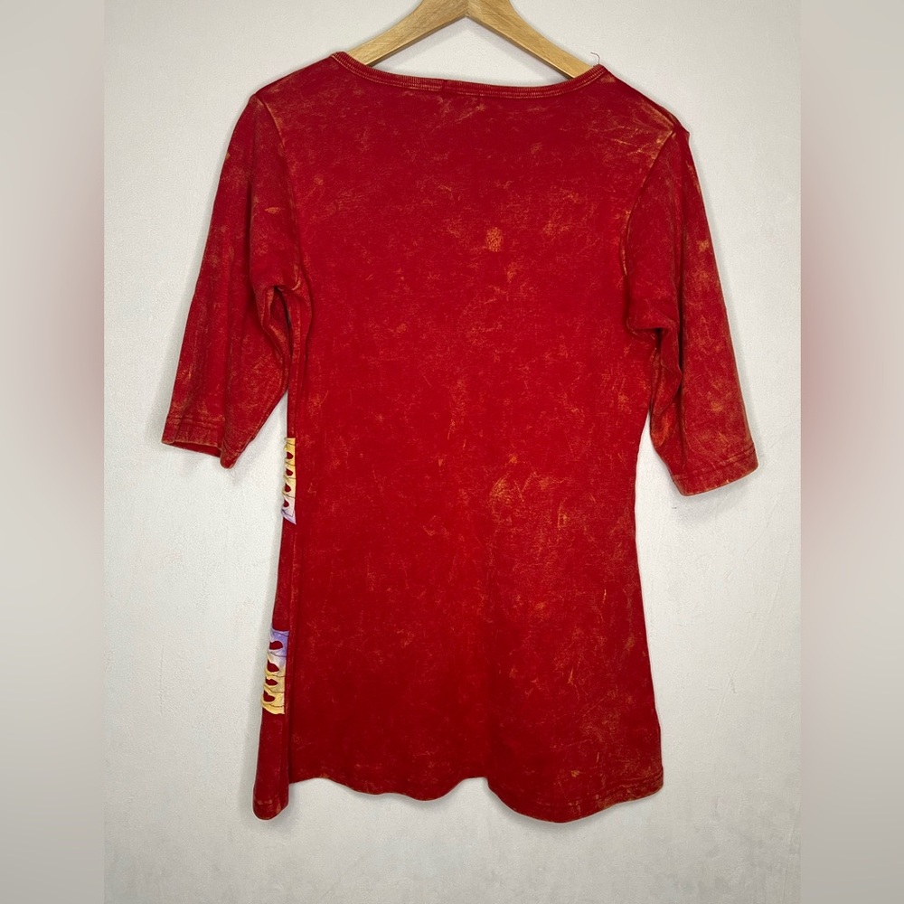 All Jazzed Up Women’s Red Vtg Y2K Boho Fairy Hippie Top Sz S/M Embroidered Artsy - Picture 6 of 6